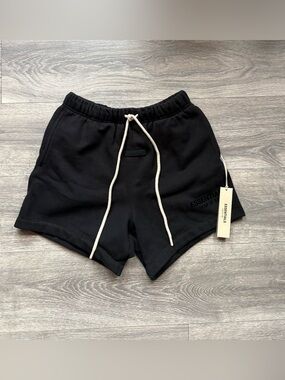 Essentials Black Men's Drawstring Shorts with Cream Cord